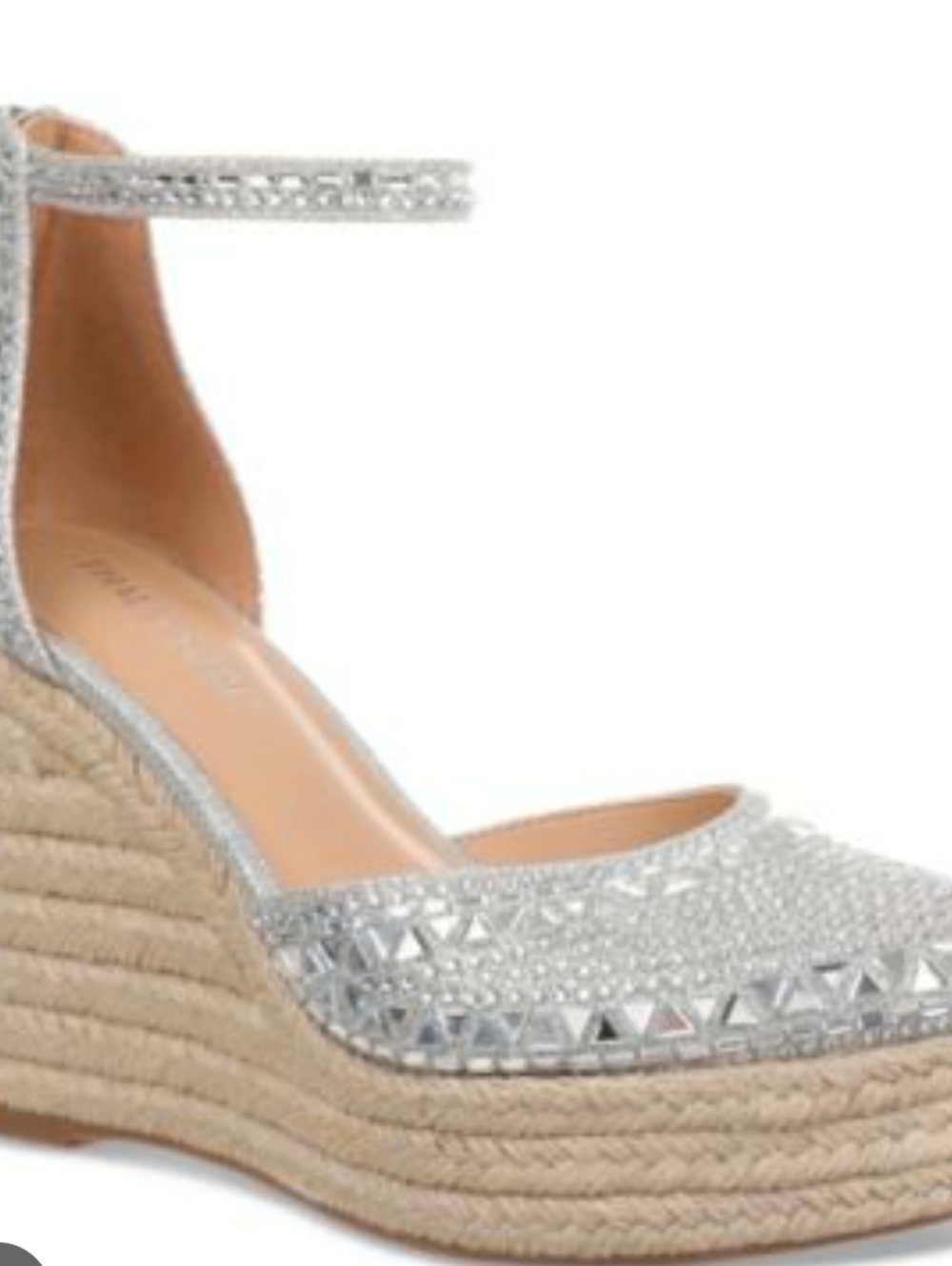 Silver and Gold Espadrille Wedge Sandal with Ankle Strap
